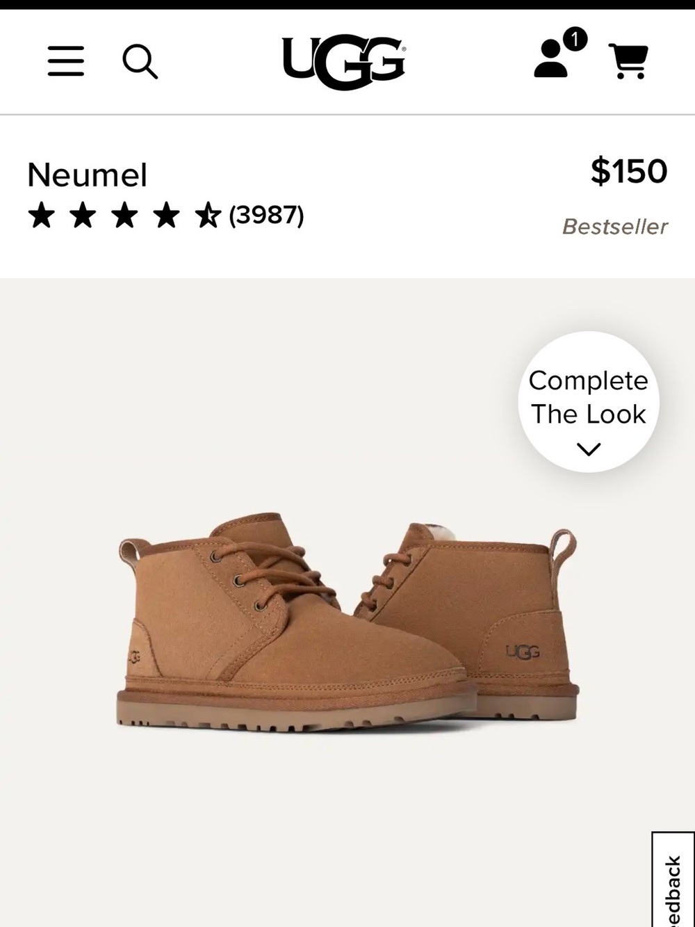 UGG Neumel boot size 8 new only worn around house